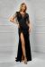 Rochie lunga neagra tip sirena cu insertii din dantela BBY-RL13A