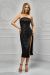 Rochie midi neagra cu insertii in forma de raza BBY-R38A