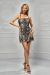 Rochie scurta nude cu aplicatii negre din paiete BBY-R36A