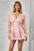 Rochie scurta din voal cu floricele roz BBY-R35A