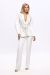 Costum alb din doua piese: sacou cu pene si pantaloni evazati BBY-CS36F