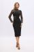 Rochie midi neagra cu maneci lungi din dantela BBY-R98F