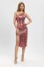 Rochie maxi roz cu franjuri de paiete BBY-R19A