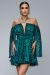 Rochie scurta din voal cu imprimeu verde BBY-R60A