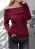 Bluza cu umerii goi burgundy cu volan lat IT-BL67F